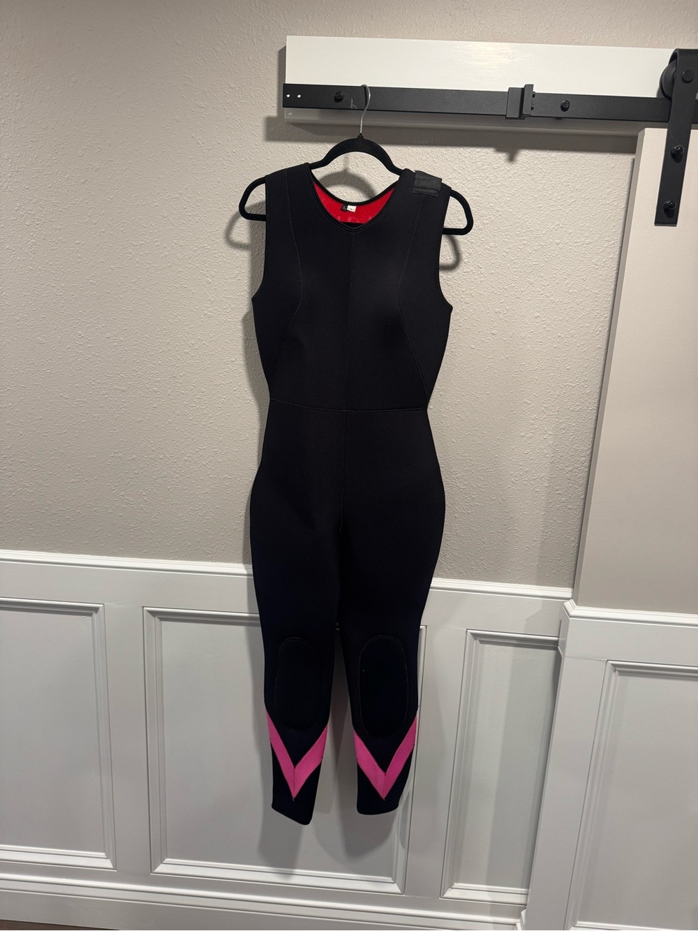 Black One-Piece Wetsuit with Pink Accents